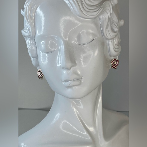 CHANEL CC Logo Camellia Gold Tone Pierce Earrings - Picture 9 of 10